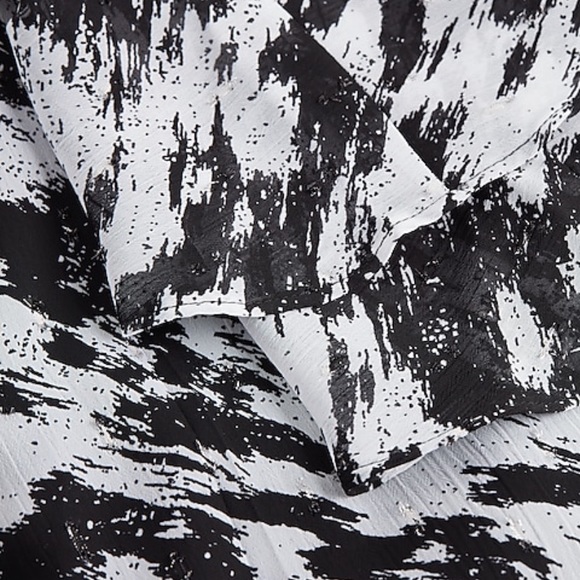 🔻👇price drop👇🔻Express size S Metallic Printed Pleated Shoulder Ruffle Dress - Picture 6 of 16